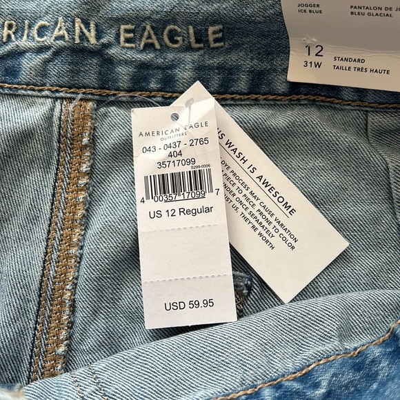 New! American Eagle Outfitters Jogger 12 Regular Super High Rise Ice Blue - Picture 14 of 14
